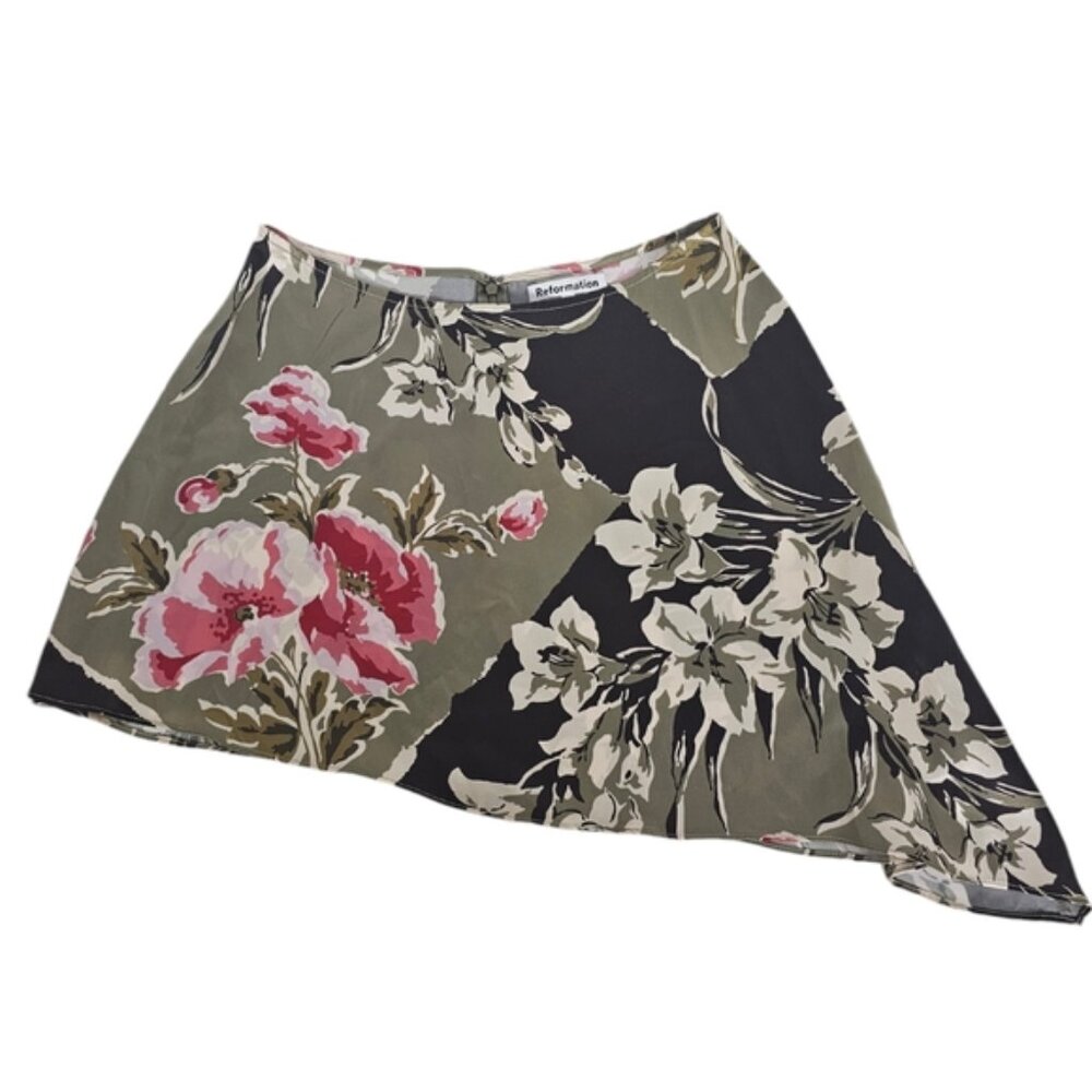 Reformation Anaya Floral Silk Two Peice Skirt Set Size 2 - Picture 9 of 13
